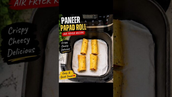 🧀 Paneer Papad Roll | Air Fryer Recipe Crispy outside, cheesy & spicy paneer filling inside🤤🔥#shorts