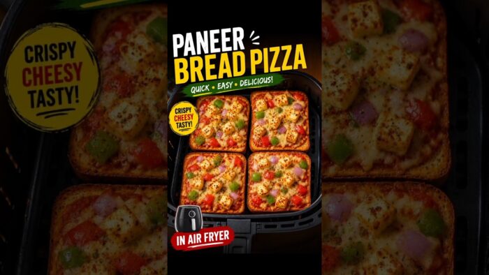 Paneer bread pizza in air fryer #paneerbreadpizza #shorts #airfryer #short #philipsairfryer #pizza