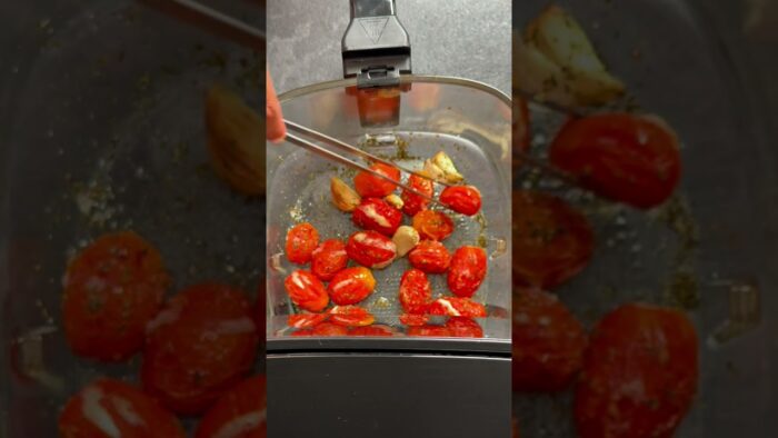 Pasta cremosa de tomate y burrata en airfryer 🍅 #receta #recetas #recetasfaciles