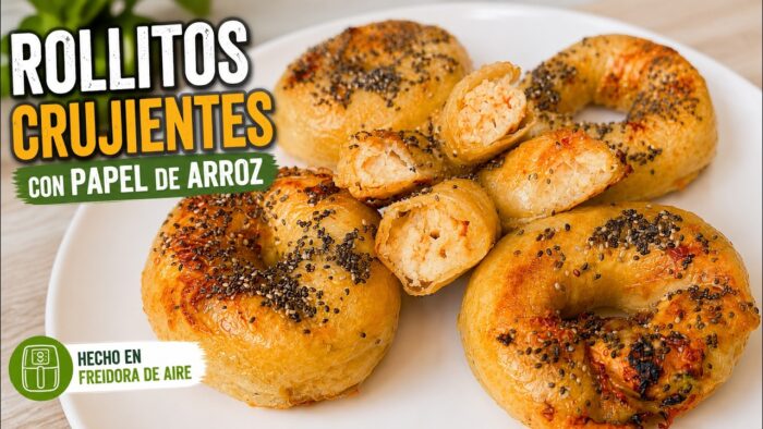 🥢ROLLITOS CRUJIENTES con PAPEL de ARROZ en FREIDORA de AIRE | Receta Fácil y Deliciosa 😋
