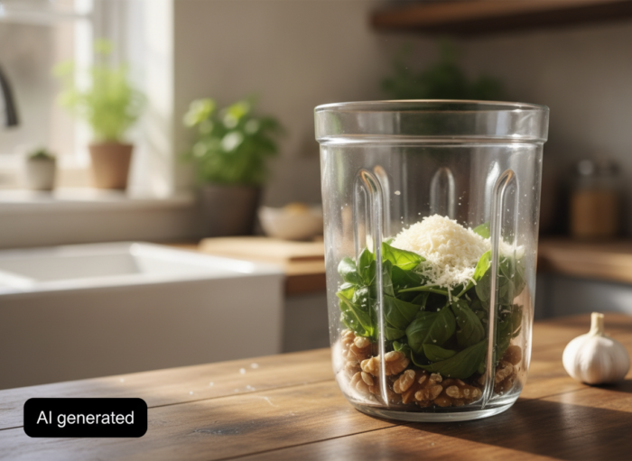 Fideos con pesto rápido de nueces y parmesano