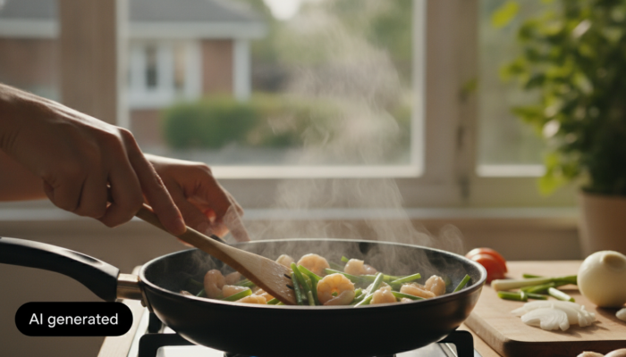 Revuelto de ajos frescos con gambas: receta en 15 minutos