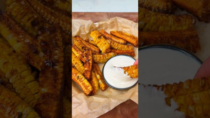 Air fried corn ribs🌽🔥 full detailed recipe on Gabrielaeats .com #gabrielamkv #airfryerrecipes