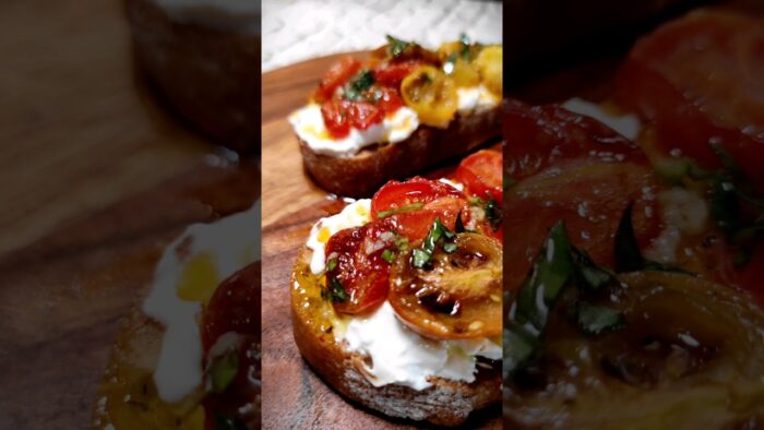 BRUSCHETTA de cherrys asados 🍅👨🏻🍳 #shorts #youtubeshorts #recetas