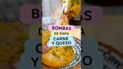 Bollos de papas, carne y queso al airfryer #receta #shorts