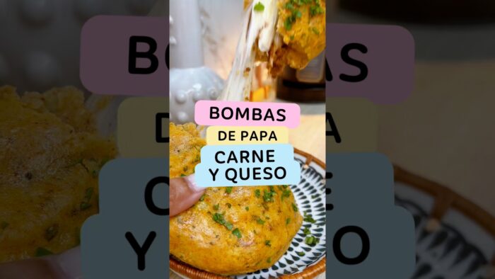 Bollos de papas, carne y queso al airfryer #receta #shorts