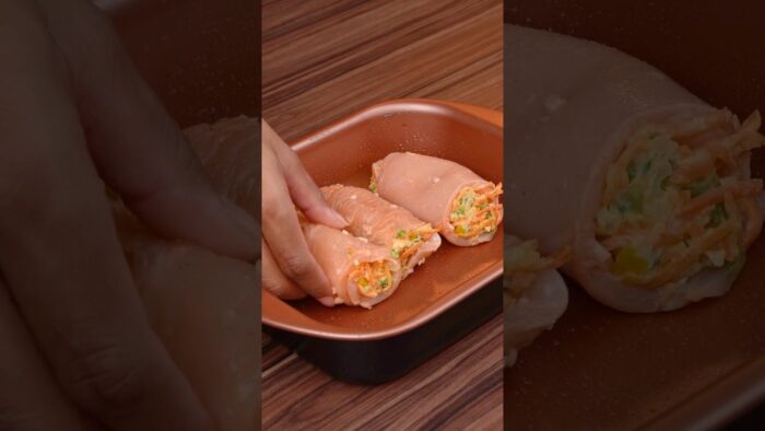 POLLO RELLENO AL HORNO. #shorts #receta #almuerzo #cena #recetasencilla #recetafacil #pollo