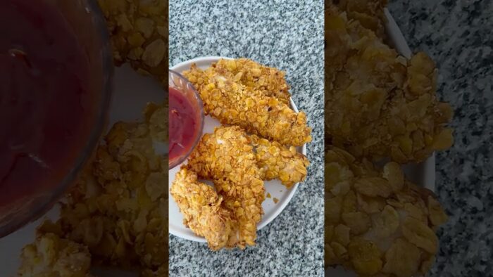 Pollo frito crocante (fit) con copos de maíz 🍗🔥