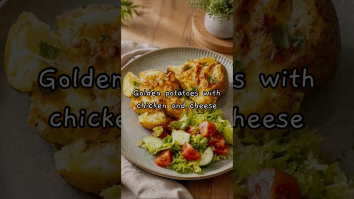 Tender golden air-fryer potatoes with chicken fillet, mozzarella, and cheddar 🥔🧀✨